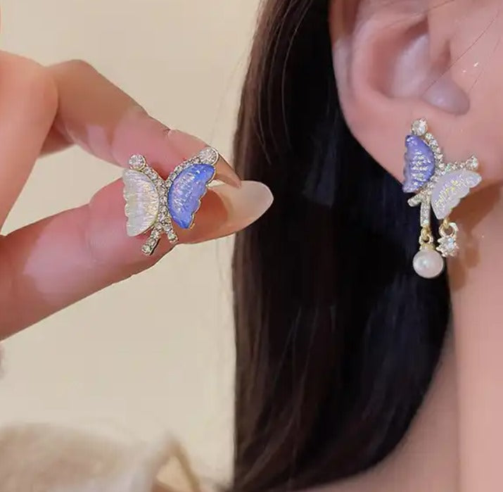 Butterfly Pearl Drop Earring