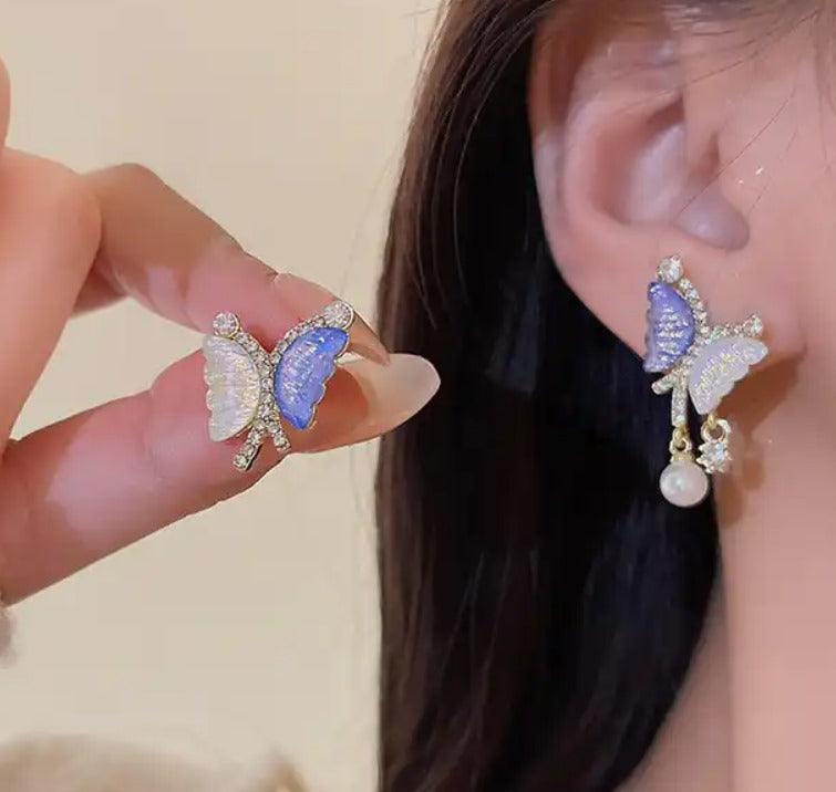 Butterfly Pearl Drop Earring