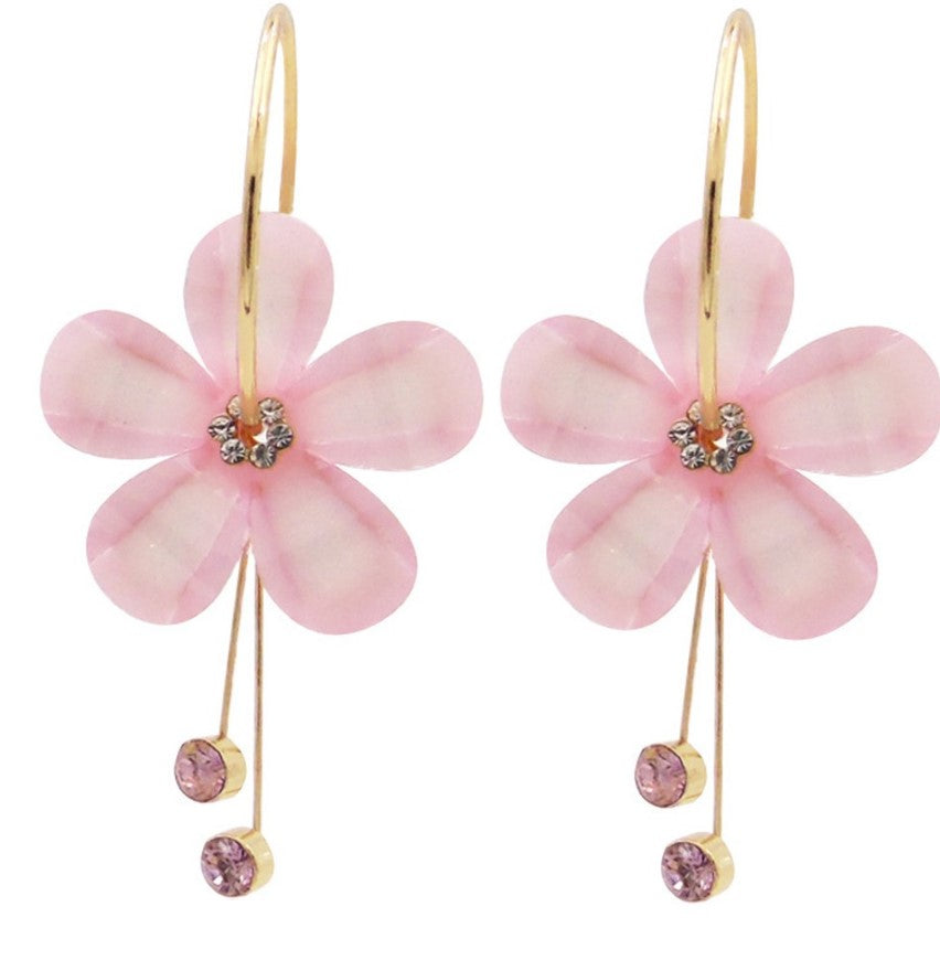 Flower Crystal Drop Earring
