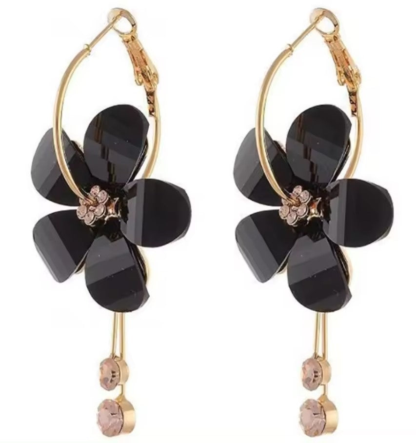 Flower Crystal Drop Earring