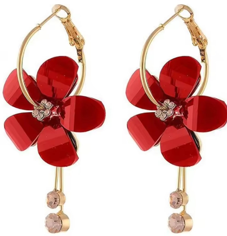 Flower Crystal Drop Earring