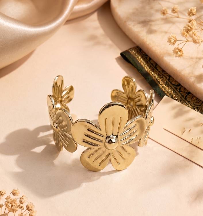 GOLD ANTI TARNISH OPEN CUFF BRACELET