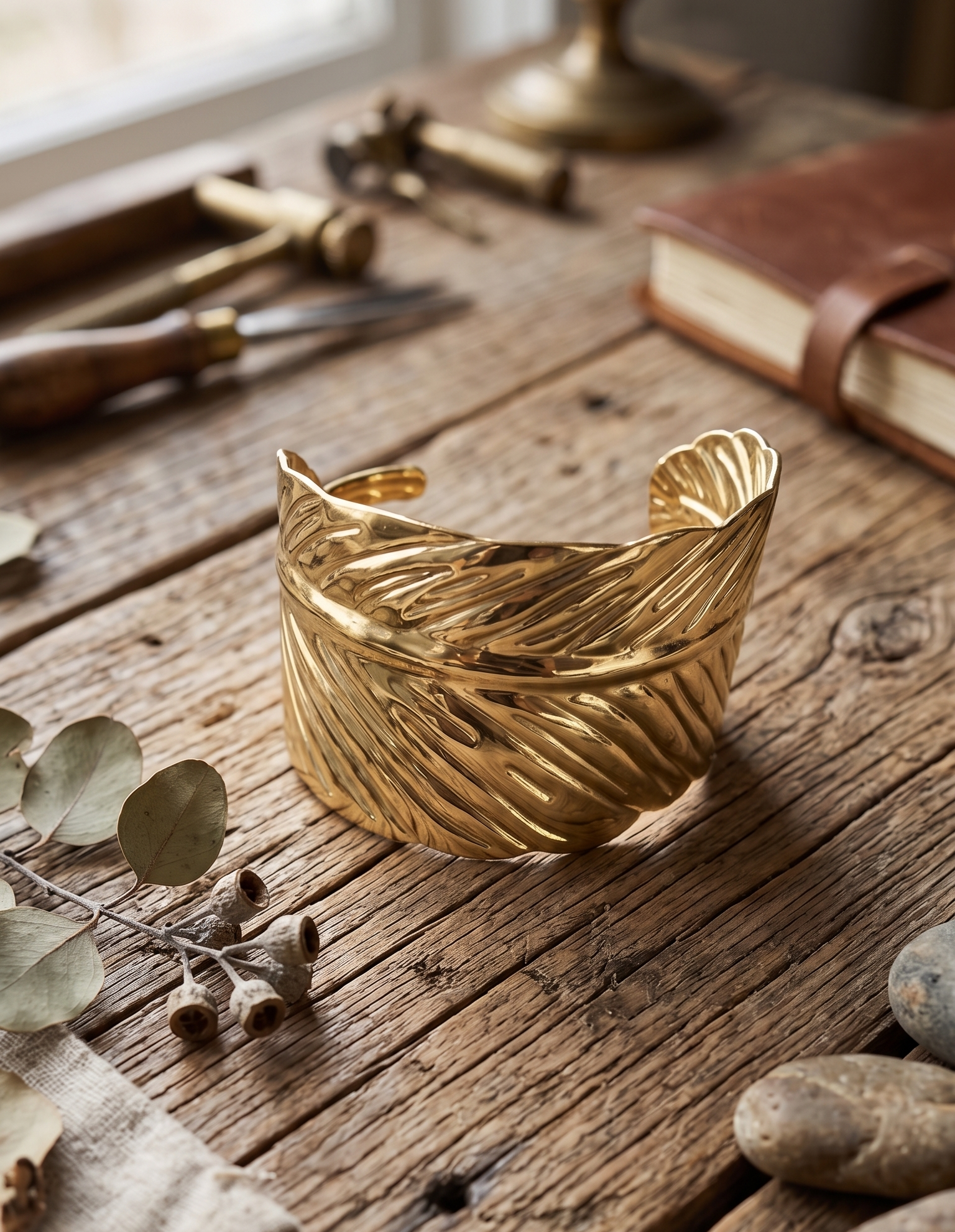 GOLD ANTI TARNISH OPEN CUFF BRACELET